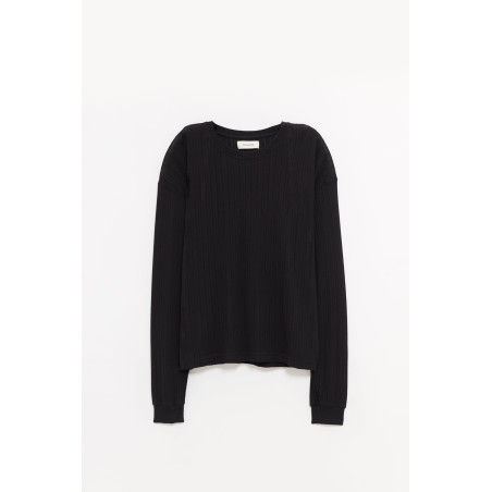 MFPEN BLACK LACE STRIPE RELAXED LS T SHIRT